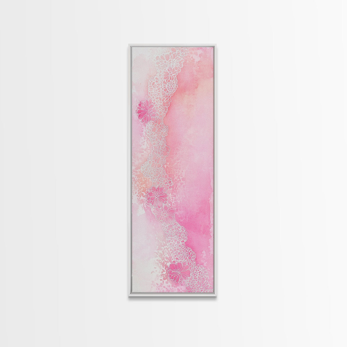 Pink Lace Canvas Print Light Pink Abstract Art Feminine Minimalist Bedroom Decor Vertical Wall Art Wabi Sabi Art Rustic Home Gift Idea