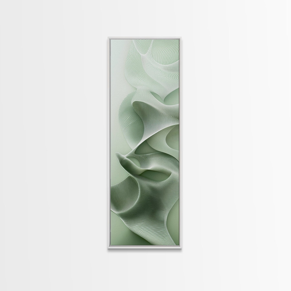 Sage Green Vertical Framed Canvas Print, Abstract Botanical Artwork, Wabi Sabi Minimalist Wall Art, Living Room Decor, Original Artwork