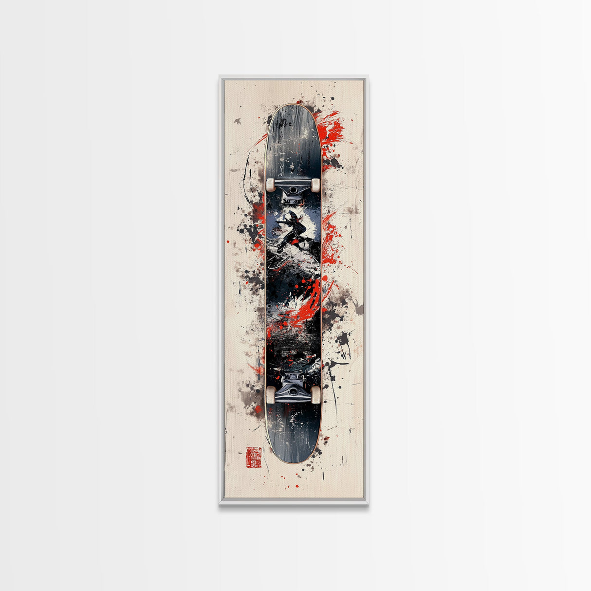 Graffiti Style Skateboard Canvas Print, Abstract Red and Black Wall Art, Urban Skateboard Art, Gift Idea for Living Room or Bedroom