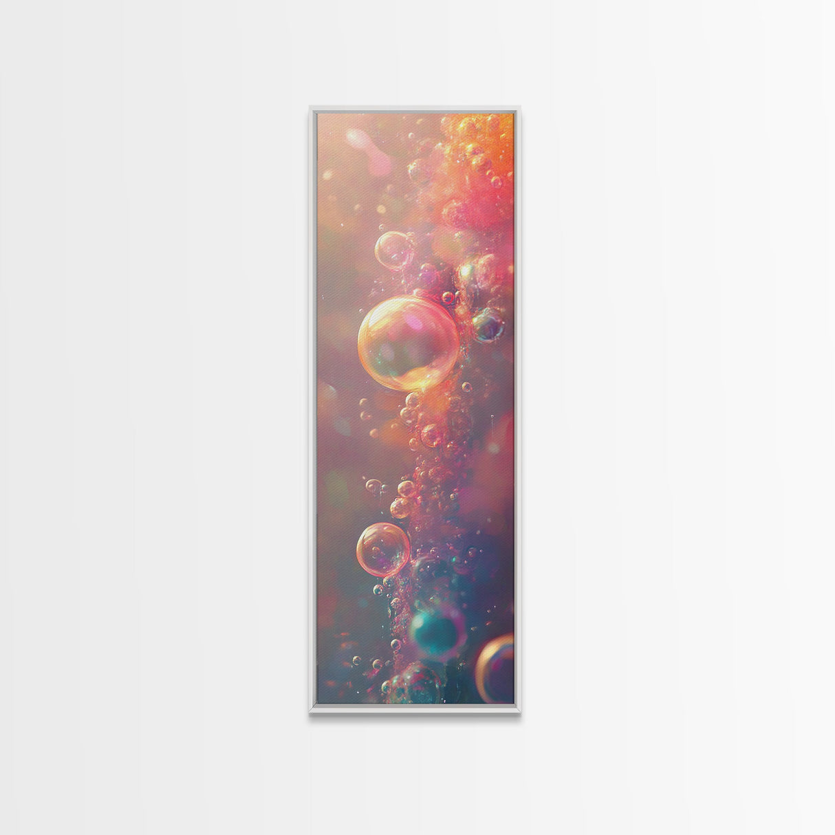 Ethereal Bubble Abstract Framed Canvas Print in Soft Pastels, Light Pink Wall Art Ideal for Bedroom or Contemporary Spaces