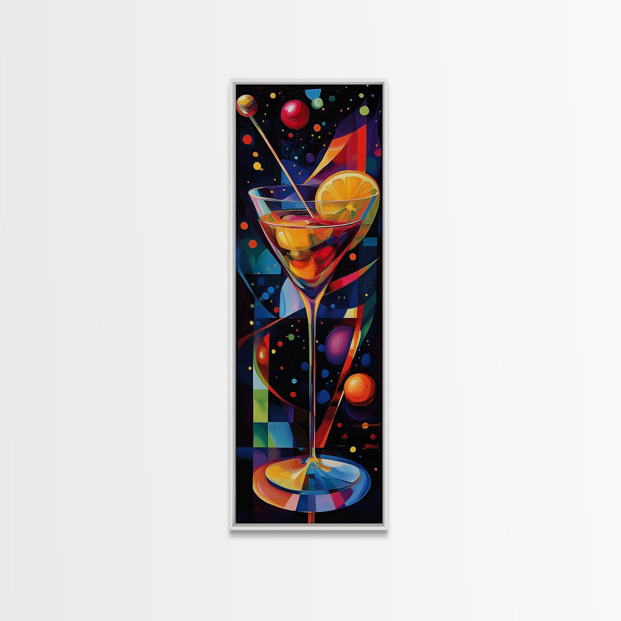 Vibrant Cocktail Glass Framed Canvas Print | Espresso Martini Wall Art | Whimsical Art | Living Room Art | Modern Decor | Kitchen Artwork