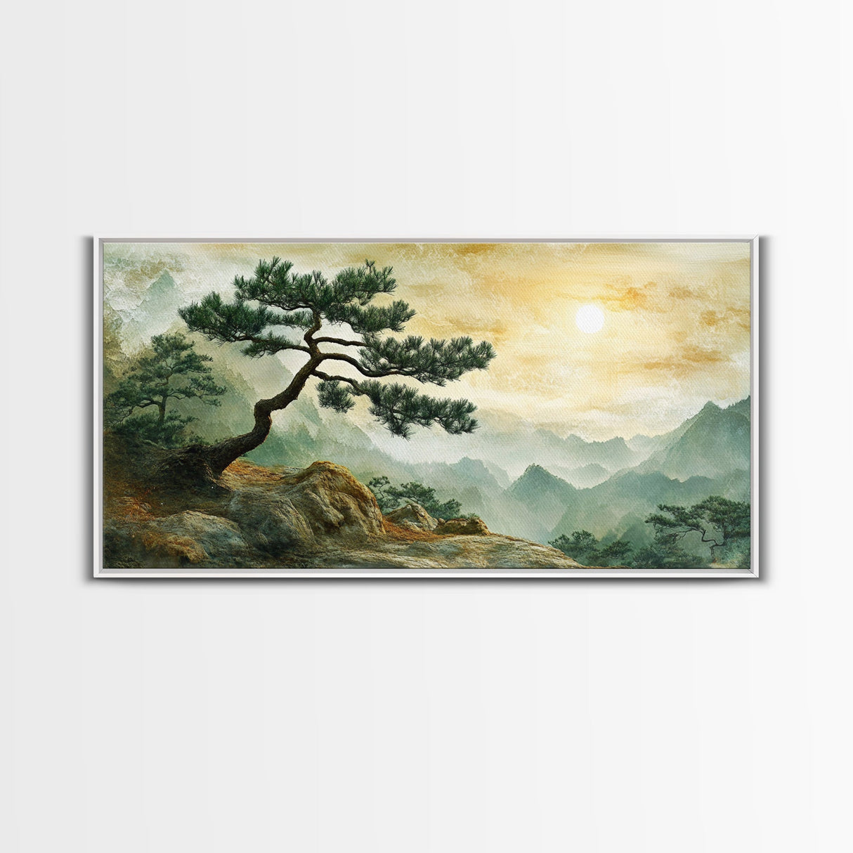 Mountain Landscape Pine Tree Canvas Print Nature Art Zen Wall Art Rustic Decor Horizontal Artwork Bedroom Above Couch Wall Art