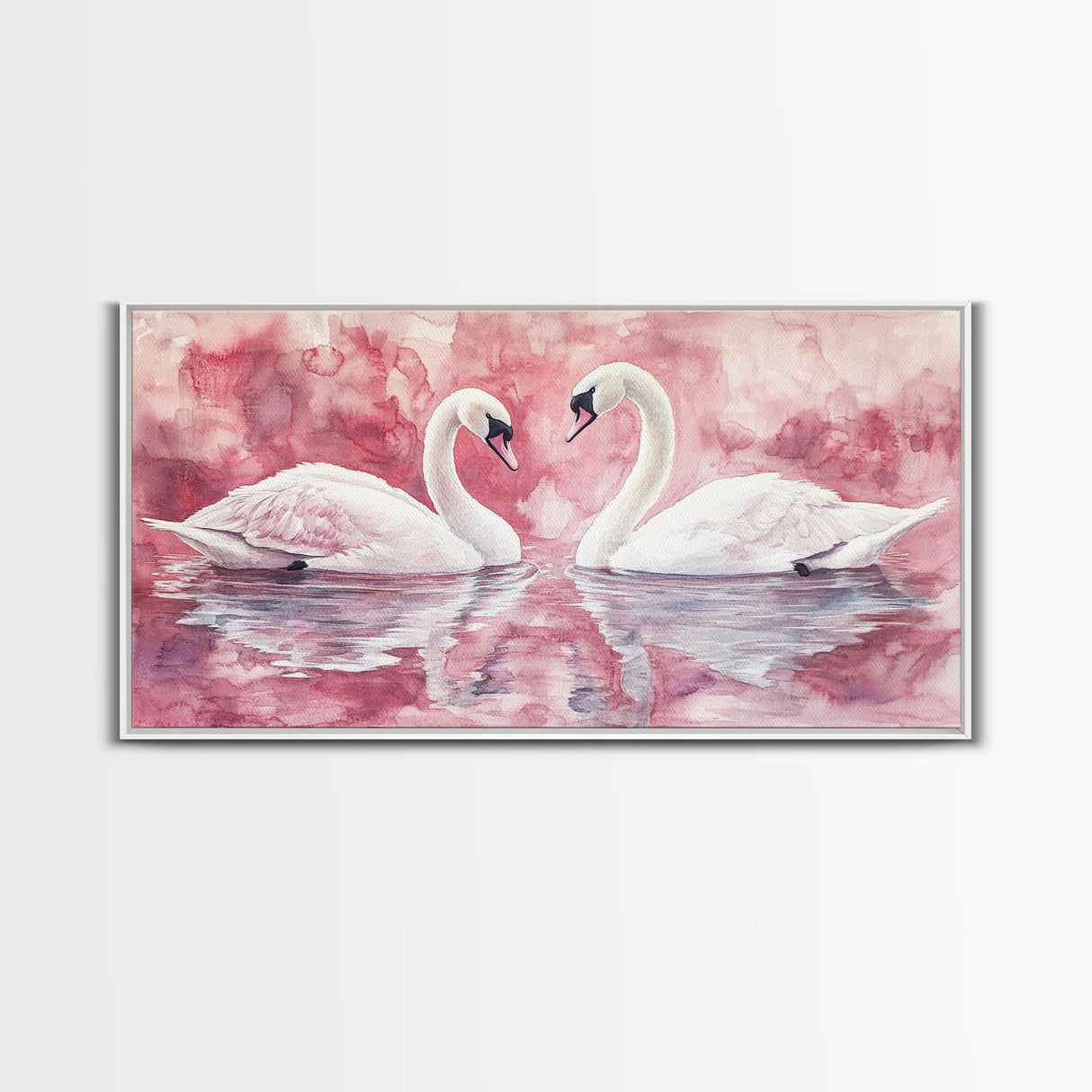 Elegant Swan Painting Framed Canvas Print Featuring Swan Painting and Moody Art Pink Wall Art Bedroom Wall Art Romantic Living Decor