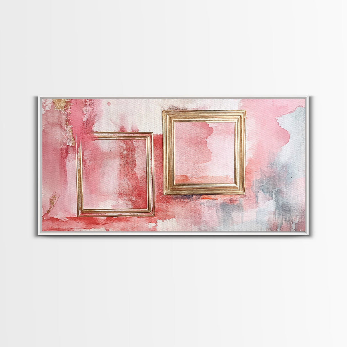 Gold Frame Abstract Framed Canvas Print Featuring Pink Abstract Art and Whimsical Art Light Pink Wall Art Minimalist Rustic Decor