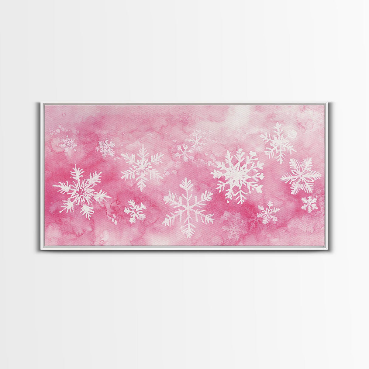 Snowflake Christmas Canvas Print, Winter Wonderland Art, Light Pink Wall Decor, Festive Holiday Artwork, Cozy Seasonal Charm Gift