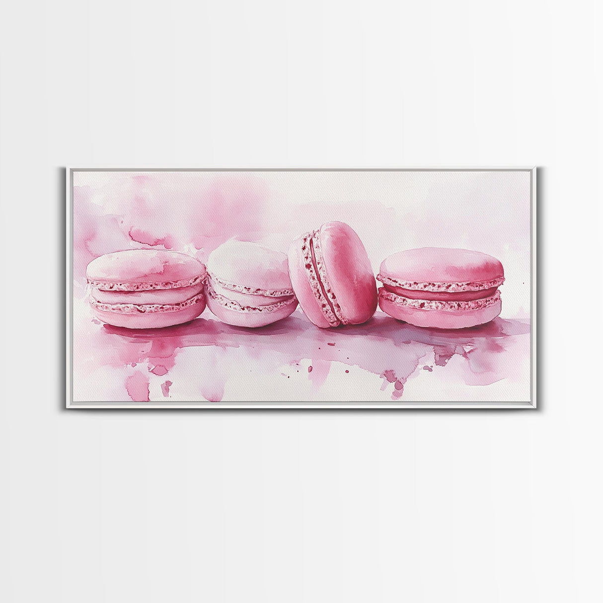 French Macaron Canvas Print | Pink Kitchen Wall Art | Food Inspired Artwork | Framed Pastel Dessert Art | Unique Dining Room Decor