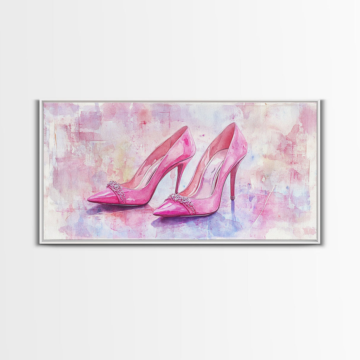 Glamorous Pink High Heels Canvas Print, Fashion Art, Whimsical Room Decor, Light Pink Wall Art, Feminine and Stylish Bedroom Art