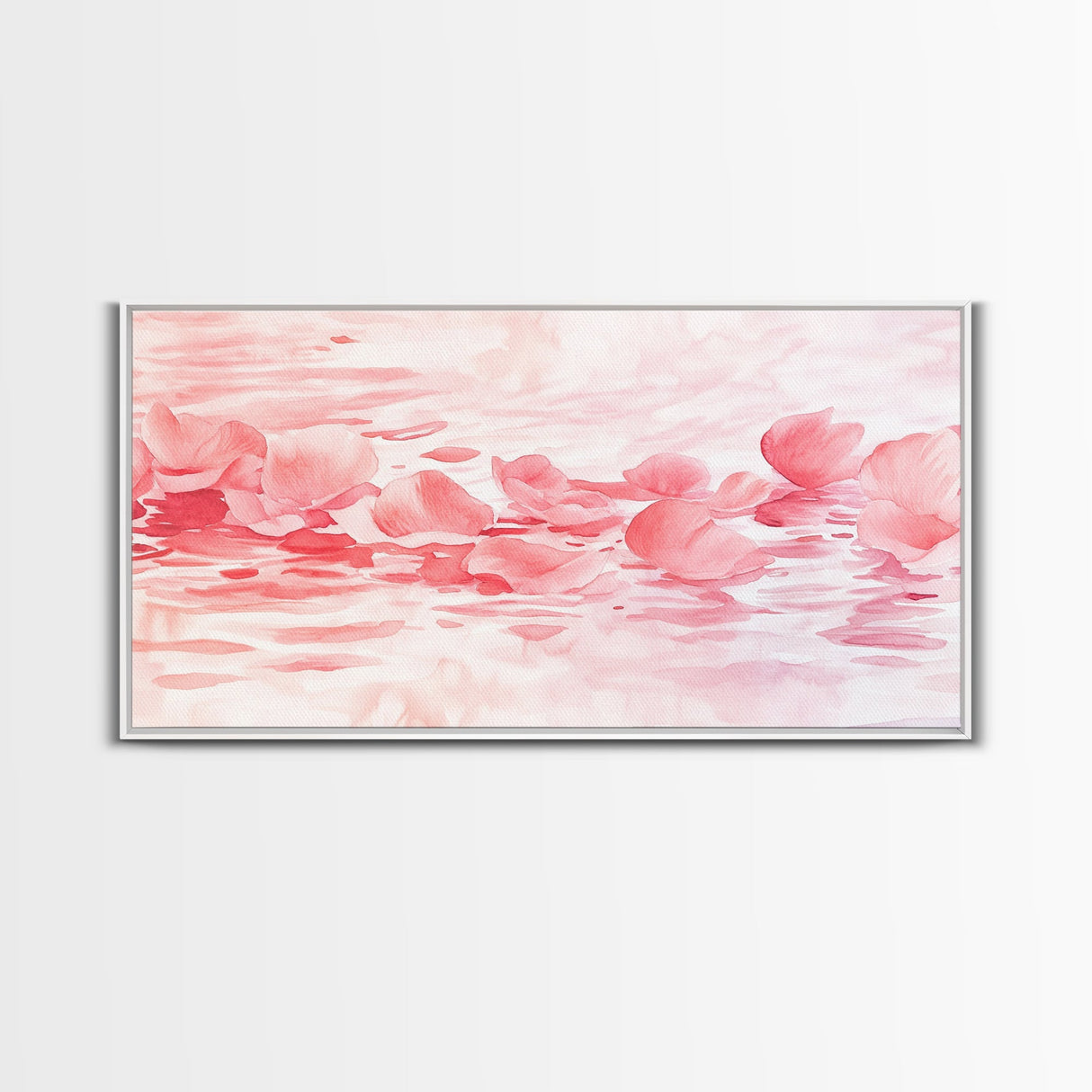 Floating Petals Canvas Print | Light Pink Wall Art | Romantic Minimalist Decor | Framed Canvas Print Gift Idea | Living Room Art