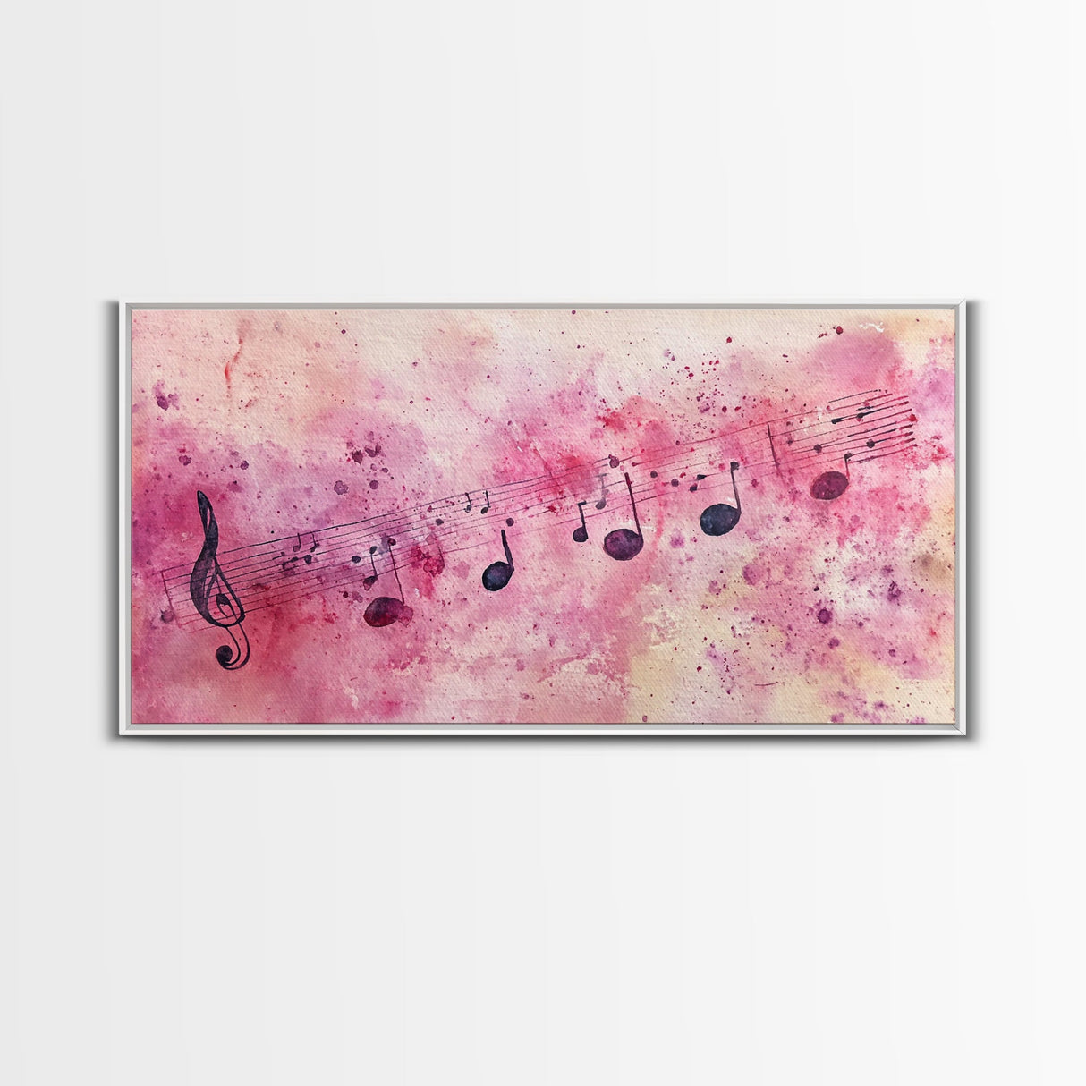 Sheet Music Canvas Print | Musical Wall Art, Whimsical Art, Light Pink Wall Art, Artistic Decor, Bedroom Art, Living Room Wall Decor