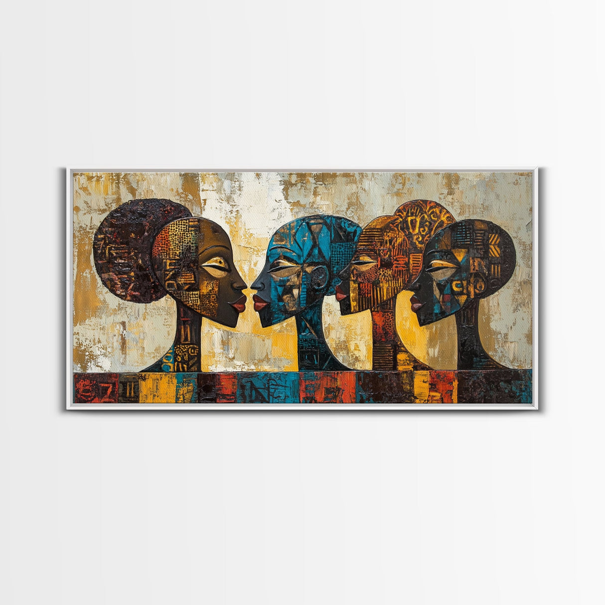 Afrocentric Geometric Art Framed Canvas Print, African Wall Decor, Bold Living Room Art, Unique Therapy Gift Idea Him Her