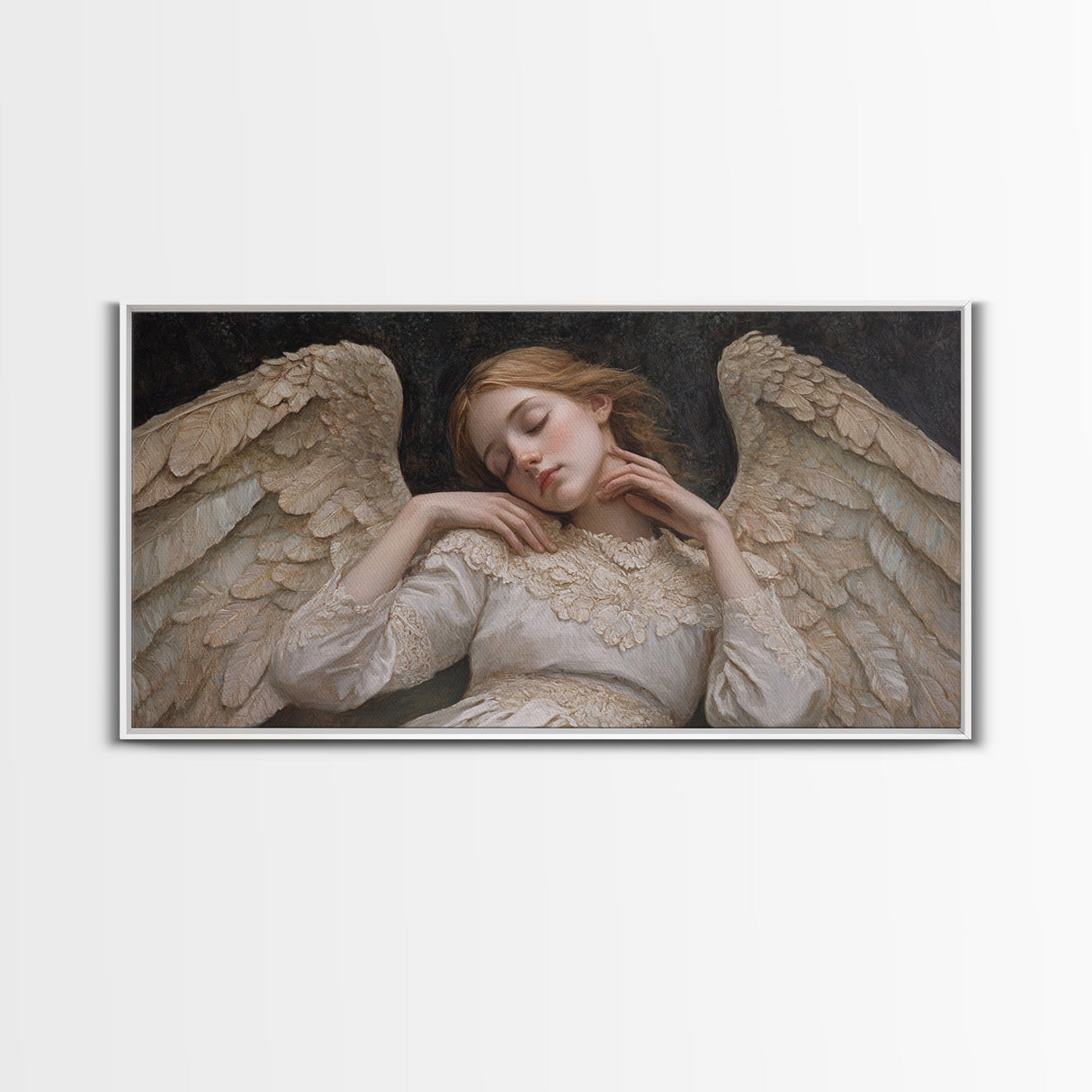 Sleeping Angel Peace Canvas Print Featuring Angel Art Prints and Wabi Sabi Art Perfect Bedroom Wall Art Above Bed Wall Decor
