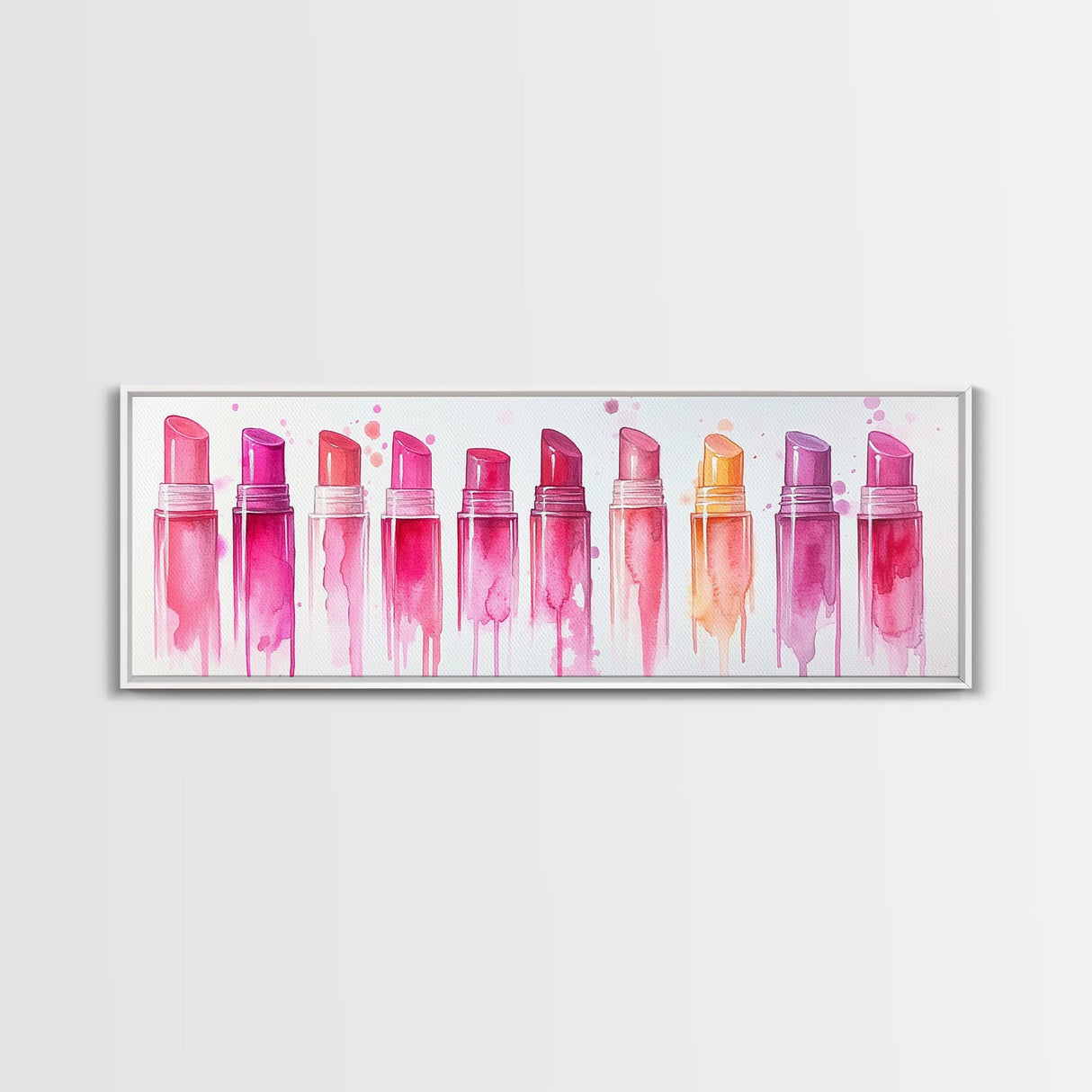 Vibrant Lipstick Shades Canvas Print, Pink Makeup Wall Art, Feminine Bedroom Decor, Whimsical Beauty Room Artwork Gift Idea