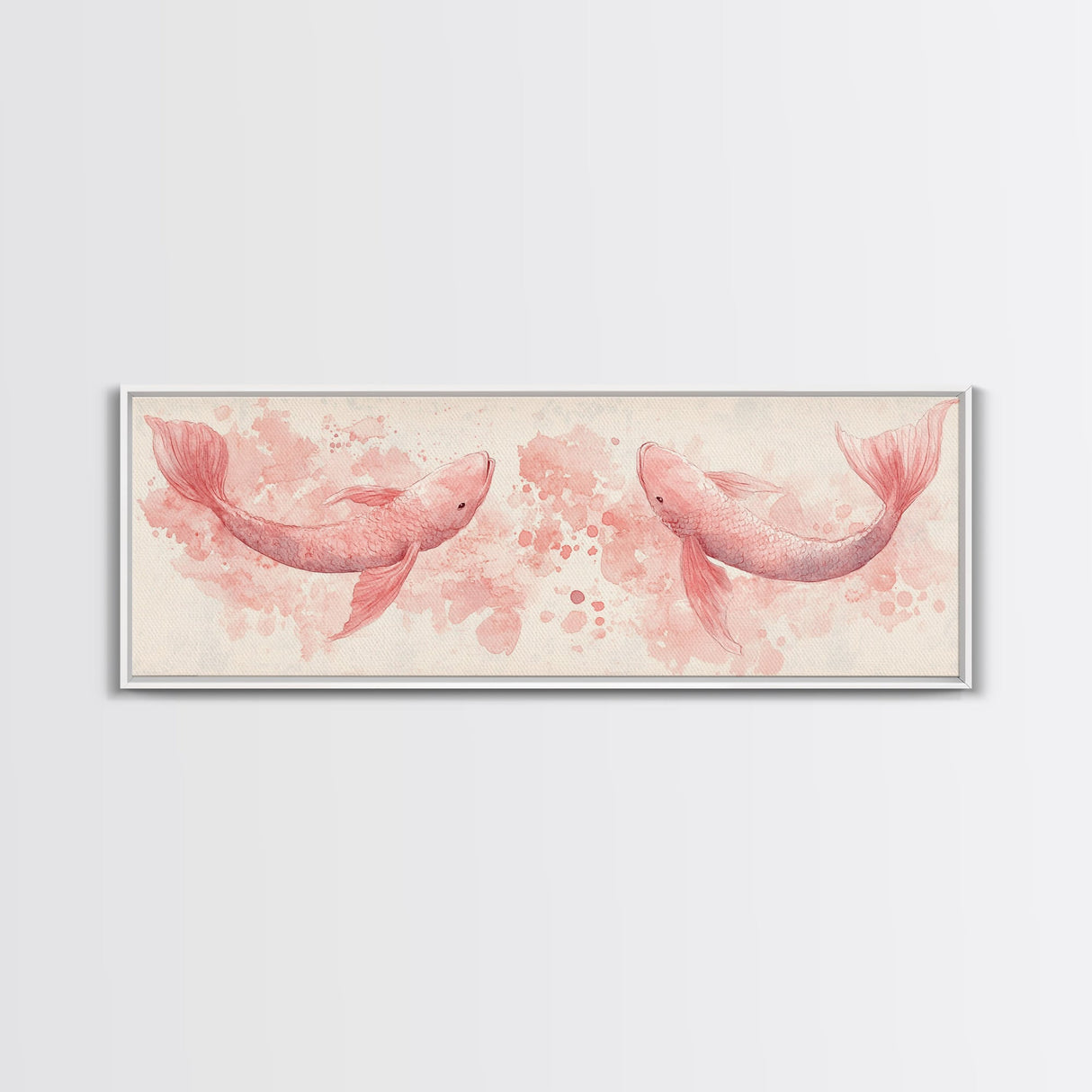 Koi Fish Canvas Print Light Pink Wall Art Whimsical Art Bedroom Decor Living Room Art Cottagecore Aesthetic Horizontal Wall Art