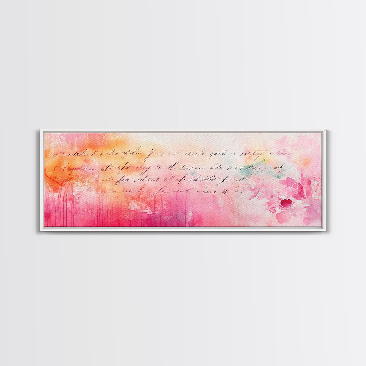 Abstract Script Canvas Print Pink Orange Wall Art Light Pastel Decor Modern Bedroom Artistic Boho Minimalist Horizontal Art