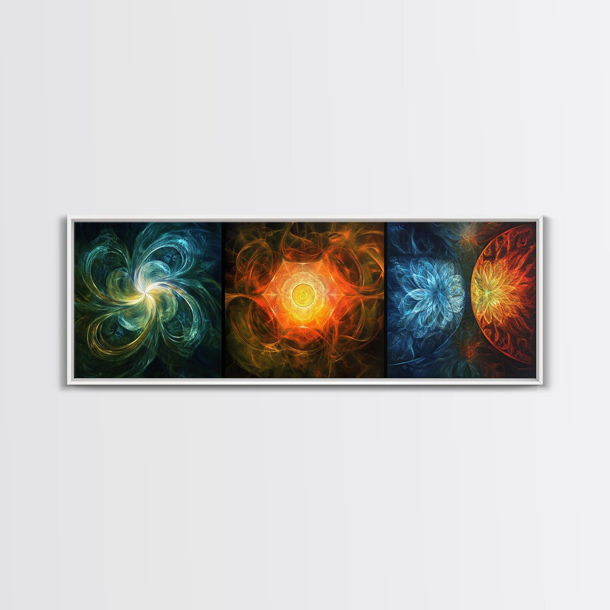 Radiant Mandala Canvas Print Sacred Geometry Art Wildflower Painting Bold Statement Wall Art Bedroom Modern Living Room Decor
