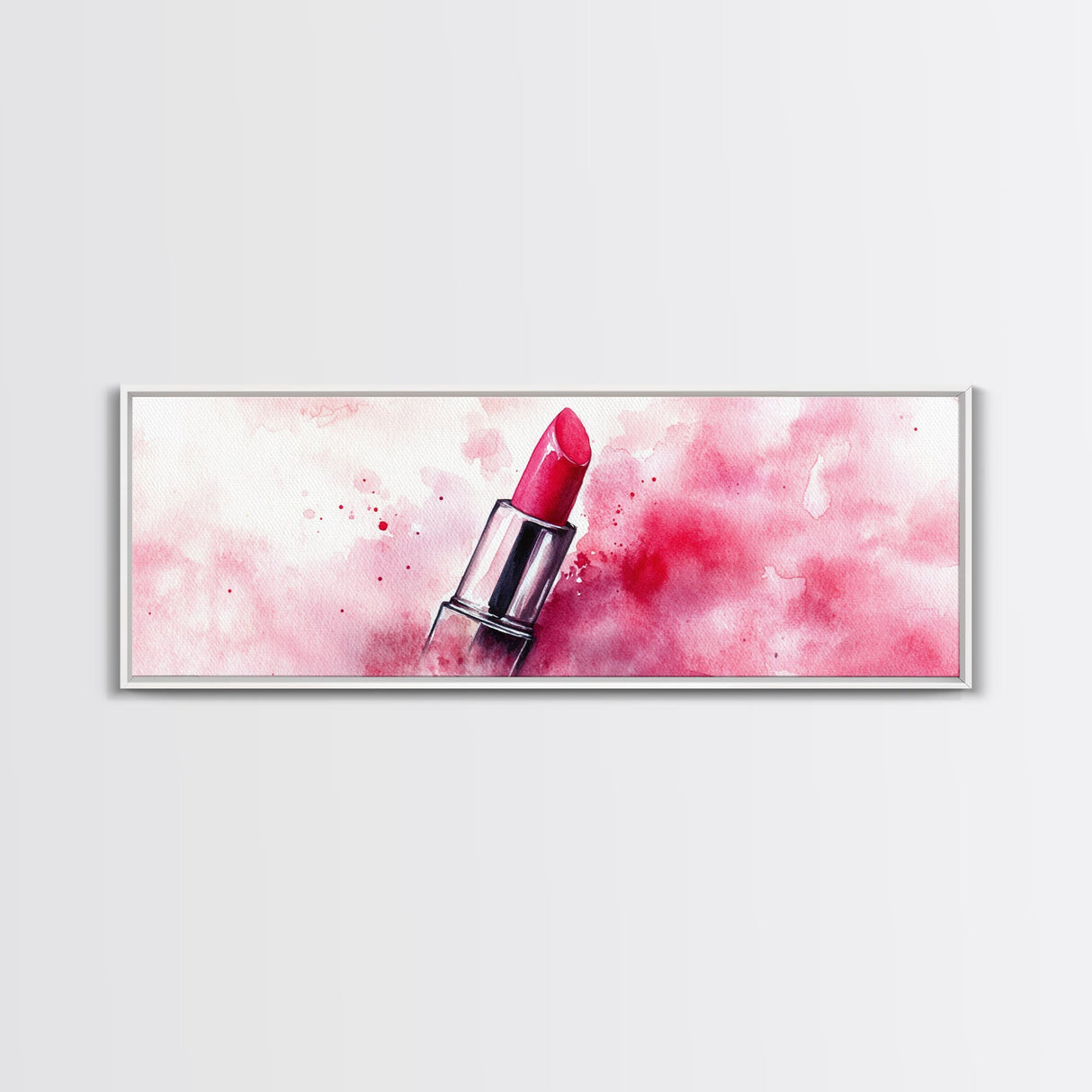 Pink Lipstick Art Canvas Print, Modern Makeup Wall Art, Feminine Decor, Light Pink Abstract Art, Whimsical Beauty Art
