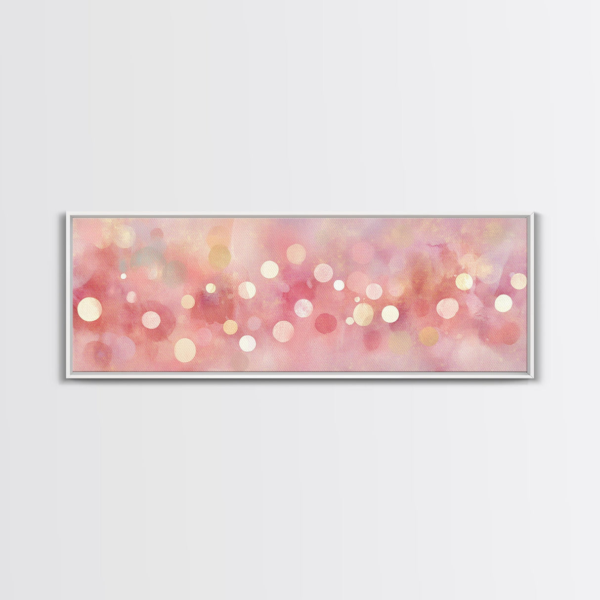 Framed Canvas Print of Light Pink Abstract Art with Geometric Circles Perfect as Dorm Wall Art or Minimalist Bedroom Wall Decor