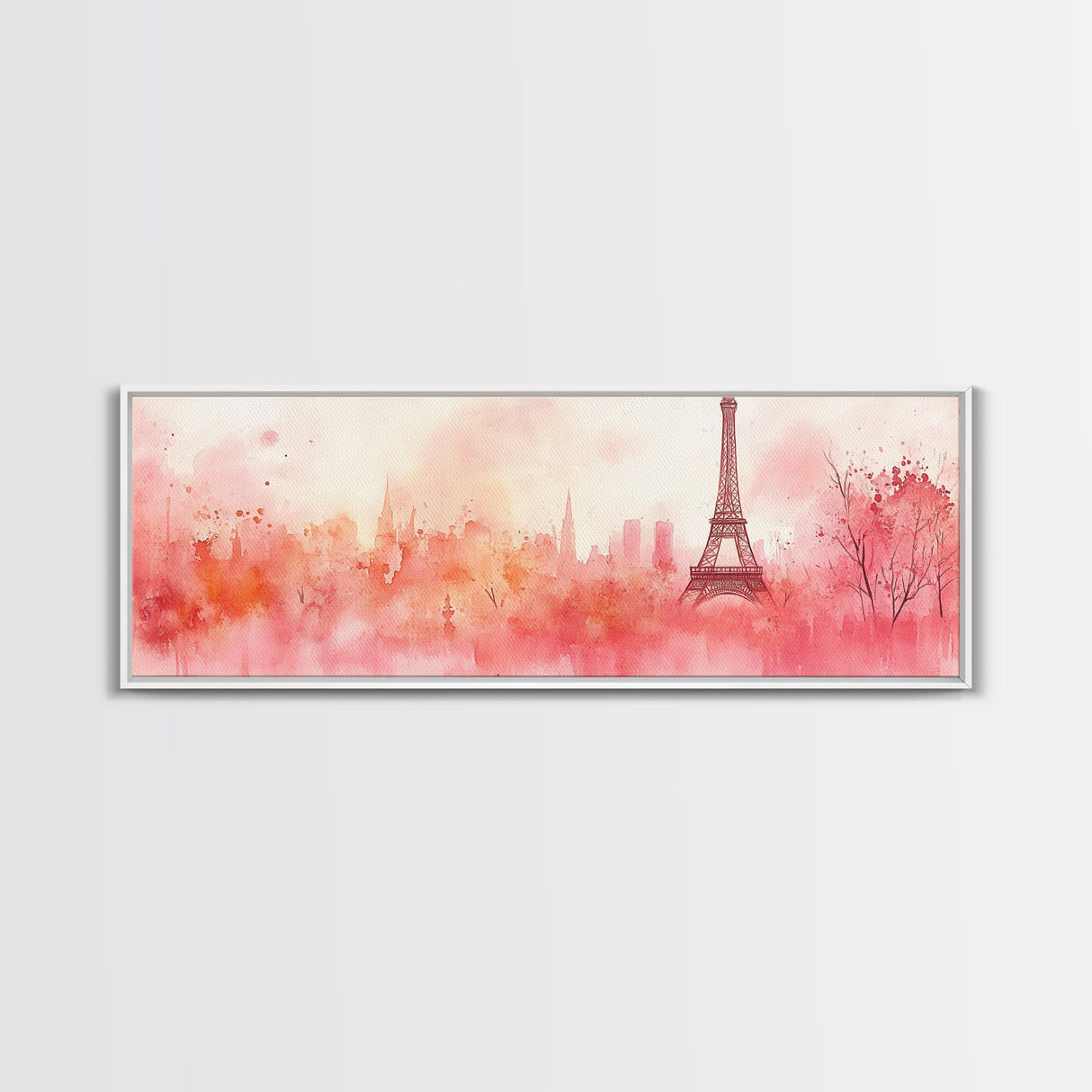 Eiffel Tower Blush Sky Canvas Print, Paris Landscape Art, Light Pink Wall Art, Romantic Artwork, Gift Idea For Her, Extra Wide Art