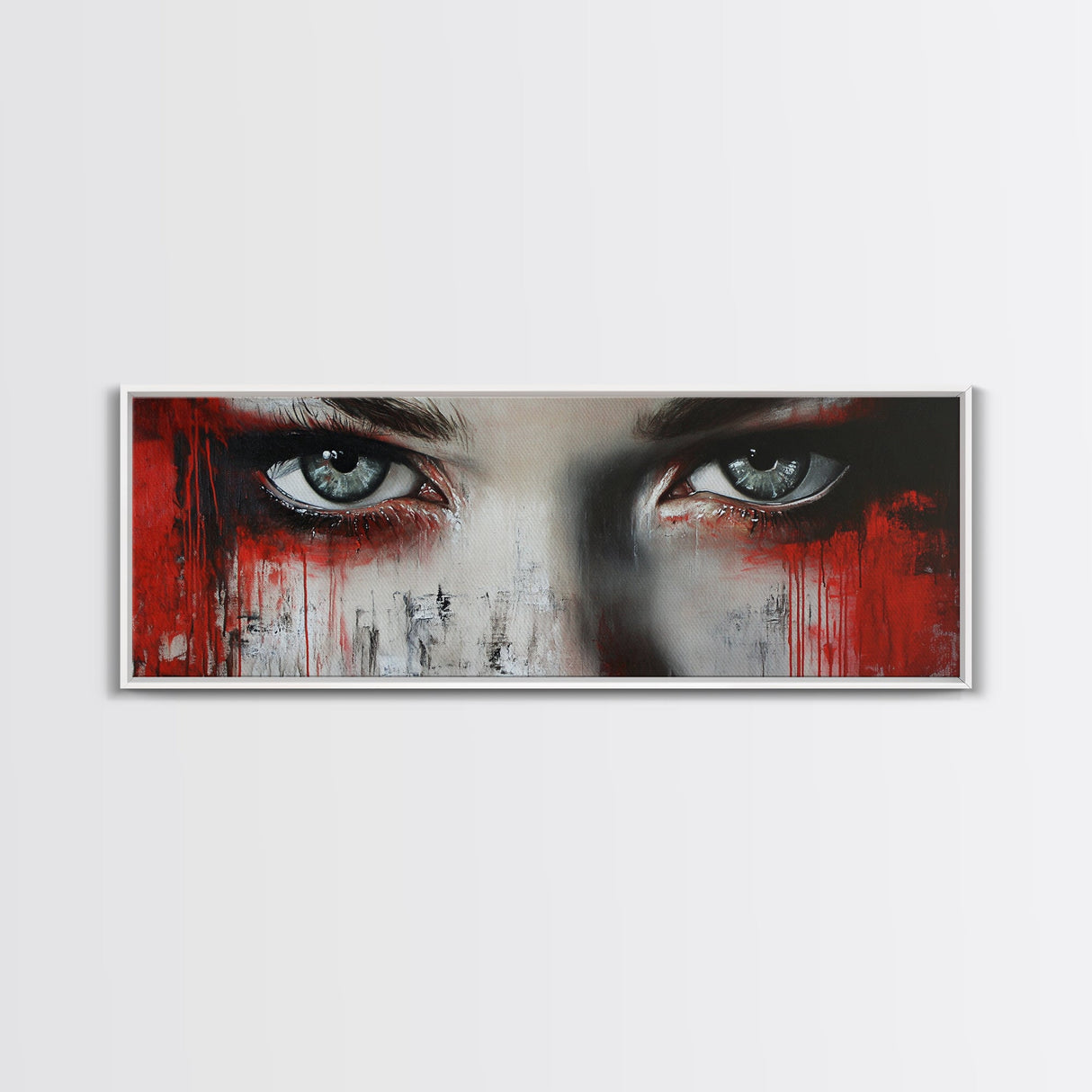 Moody Abstract Canvas Print Framed, Dark Romance Painting Wall Art, Unique Portrait Artwork Gift Idea Modern Home Decor Accent