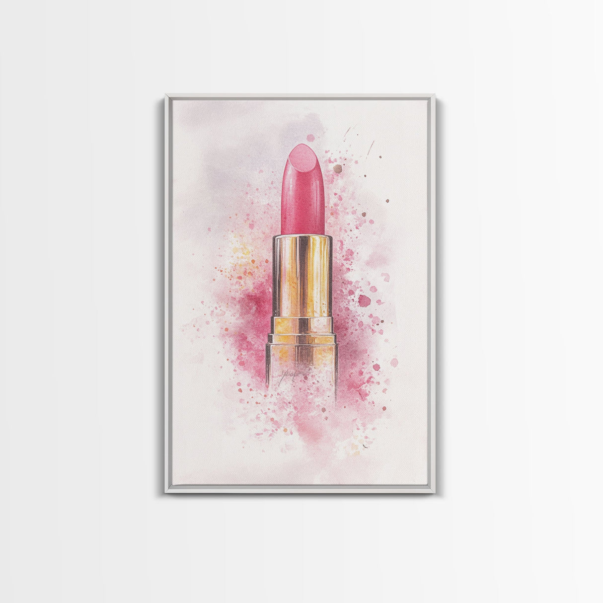 Radiant Pink Lipstick Canvas Print | Feminine Wall Art | Makeup Lover Decor | Modern Minimalist Art | Bathroom Accent | Gift Idea Her