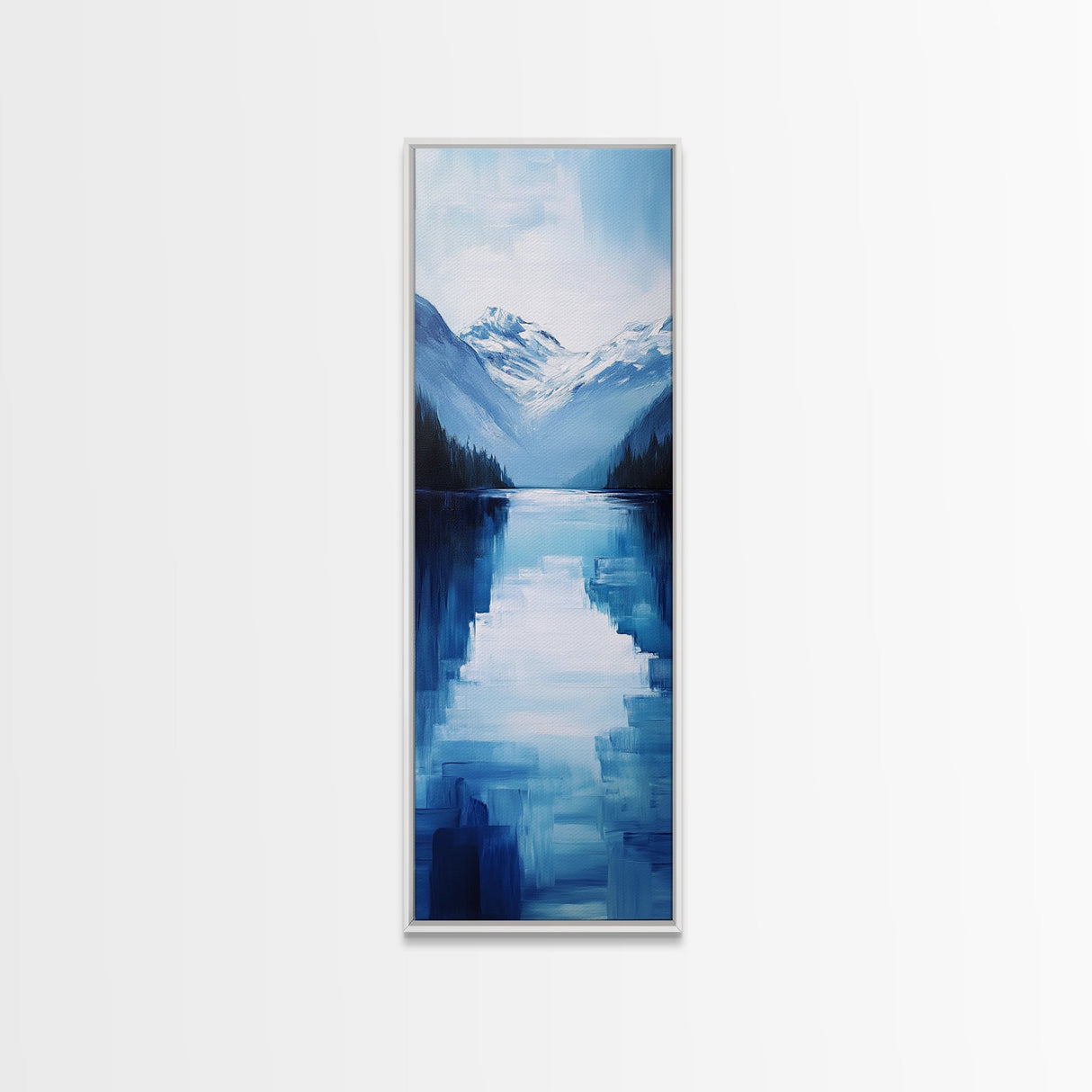 Alpine Lake, smoky mountain art, extra wide art, nature wall art, minimalist art, rustic decor, Canvas Print, above bed wall art