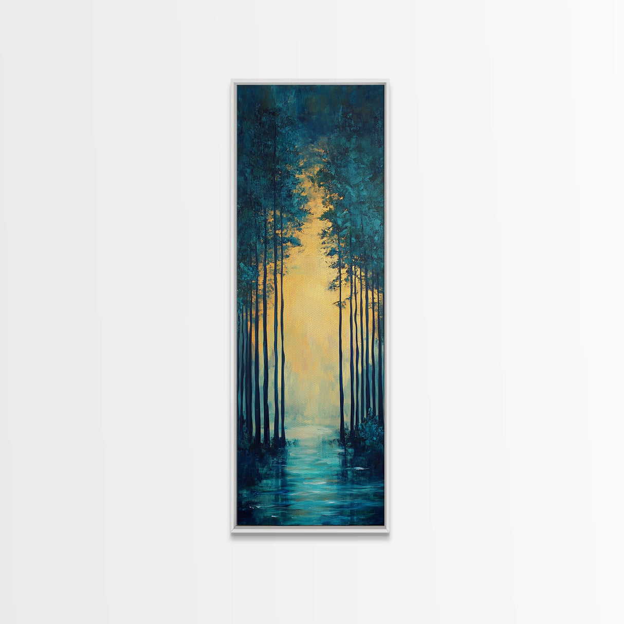 Moody Forest, pine tree art, landscape painting, dark romance painting, nature wall art, forest at dusk painting