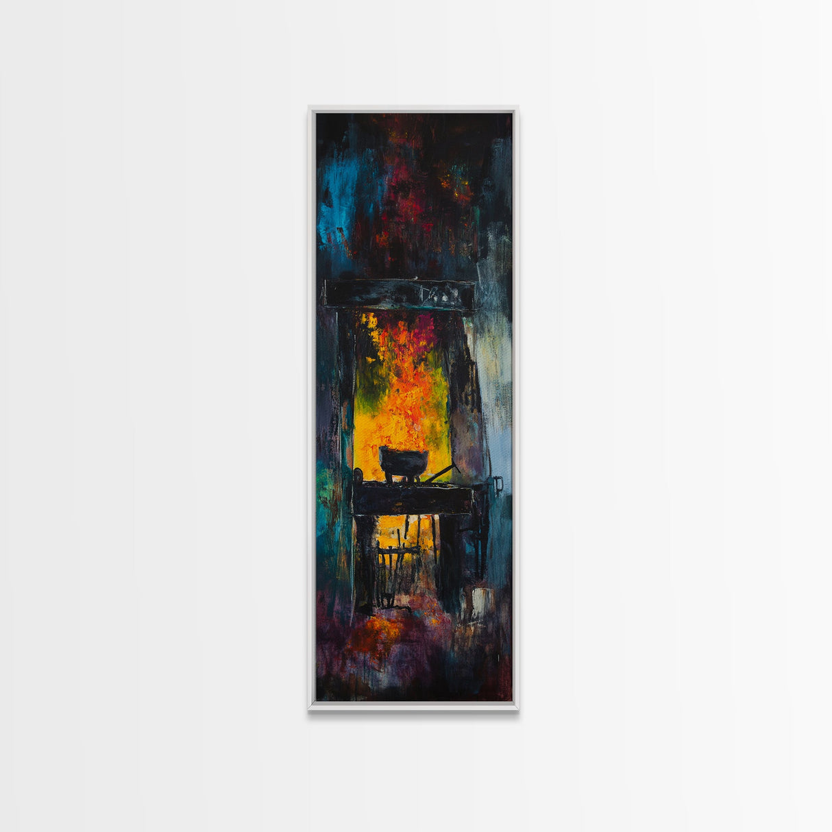 Witch cauldron, dark romance painting, moody art, gothic decor, black magic wall art, Halloween art, framed canvas print