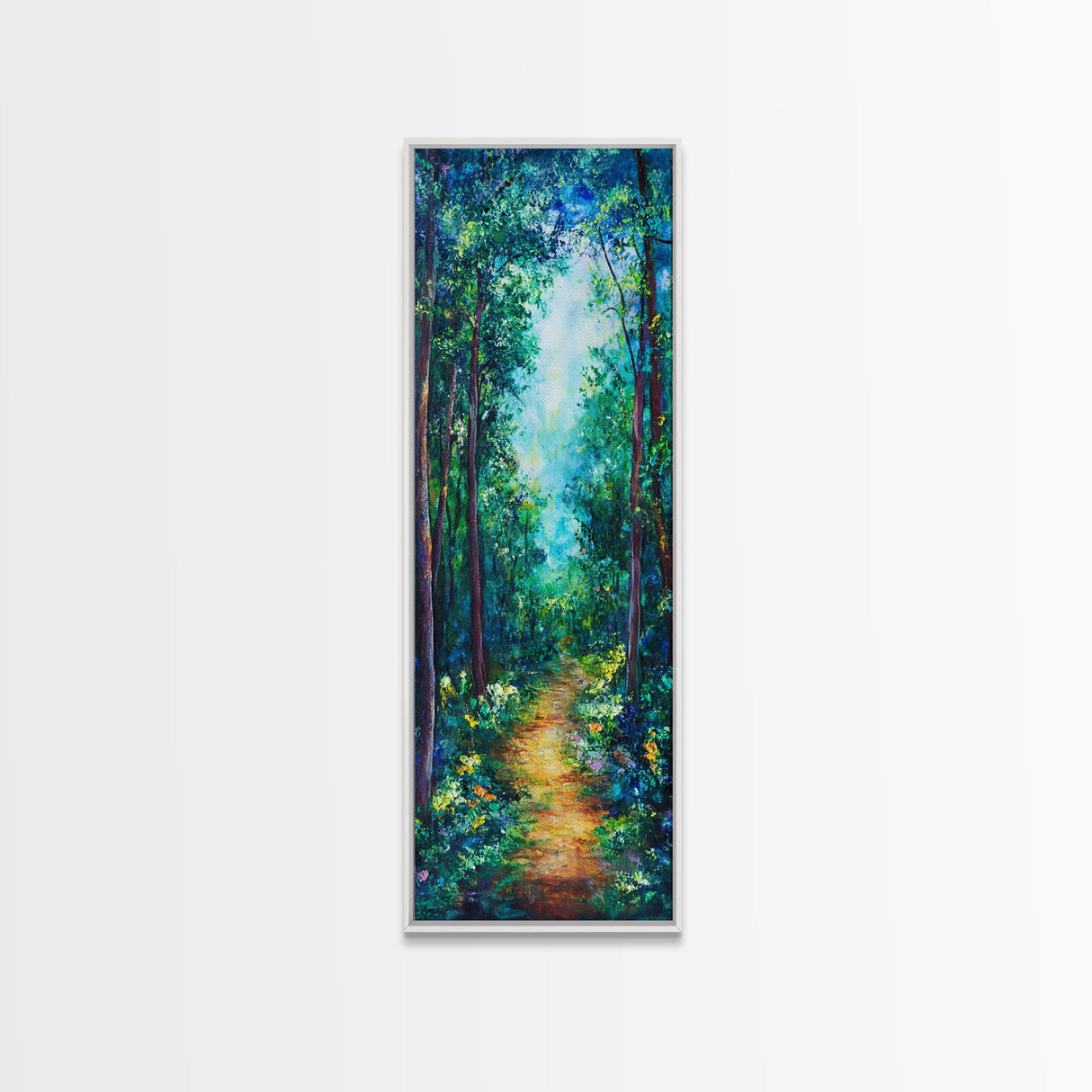 Forest Path Painting, Landscape Painting, Green Wall Art, Pine Tree Art, Above Sofa Art, Framed Canvas Print, Bedroom Art