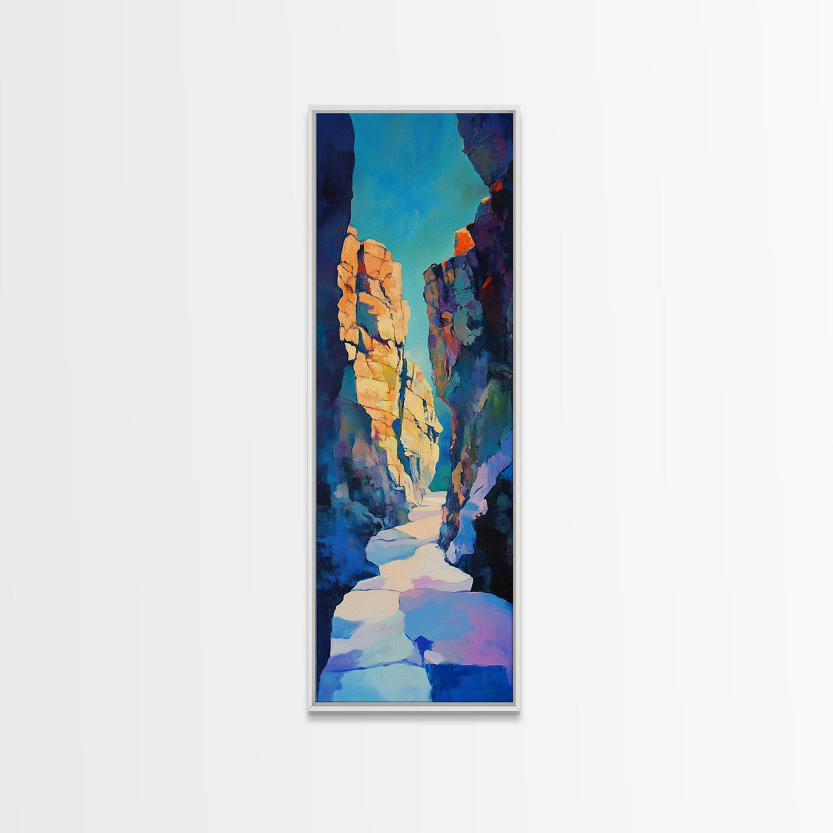 Rocky Canyon, desert landscape, southwest wall art, Joshua tree art, moody art, framed canvas print, extra wide art, vertical wall art