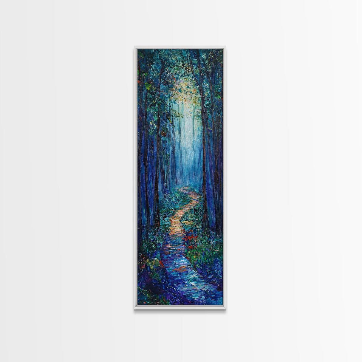 Misty Forest, pine tree art, framed canvas print, forest at dusk painting, wabi sabi art, landscape painting, moody art