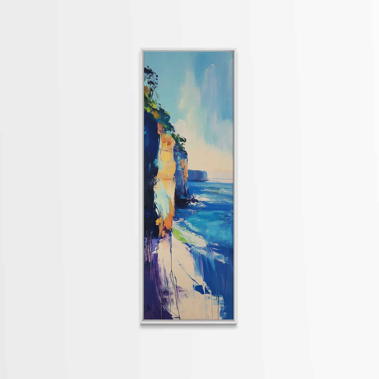 Seascape Painting, Coastal Wall Art, Nautical Decor, Ocean Waves Art, Tall Narrow Art, Canvas Print, Rustic Wall Art, Gift Idea