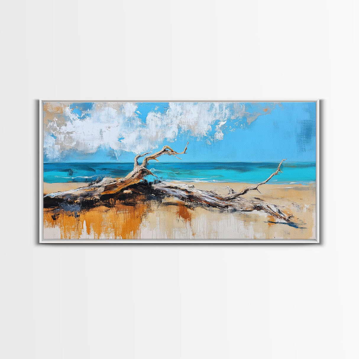 Seaside Driftwood, Nautical Wall Art, Rustic Decor, Coastal Wall Art, Beach House Art, Extra Wide Art, Canvas Print, Horizontal Wall Art