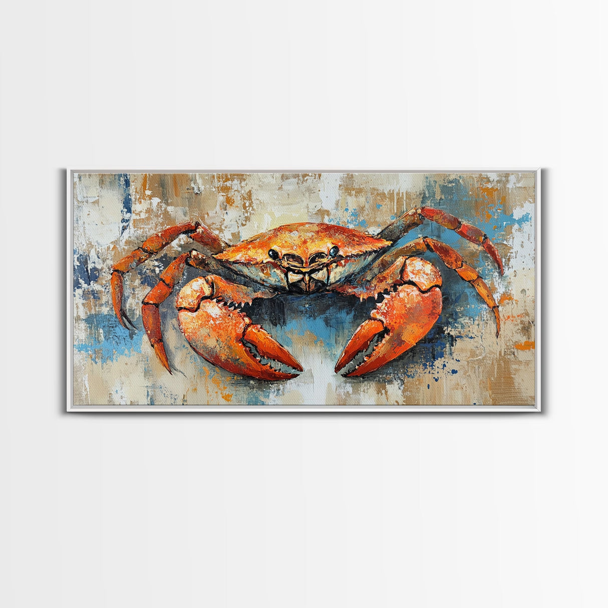 Crab Painting, Coastal Kitchen Art, Nautical Wall Art, Rustic Decor, Seafood Art, Maritime Art, Gift Idea for Him, Framed Canvas Print