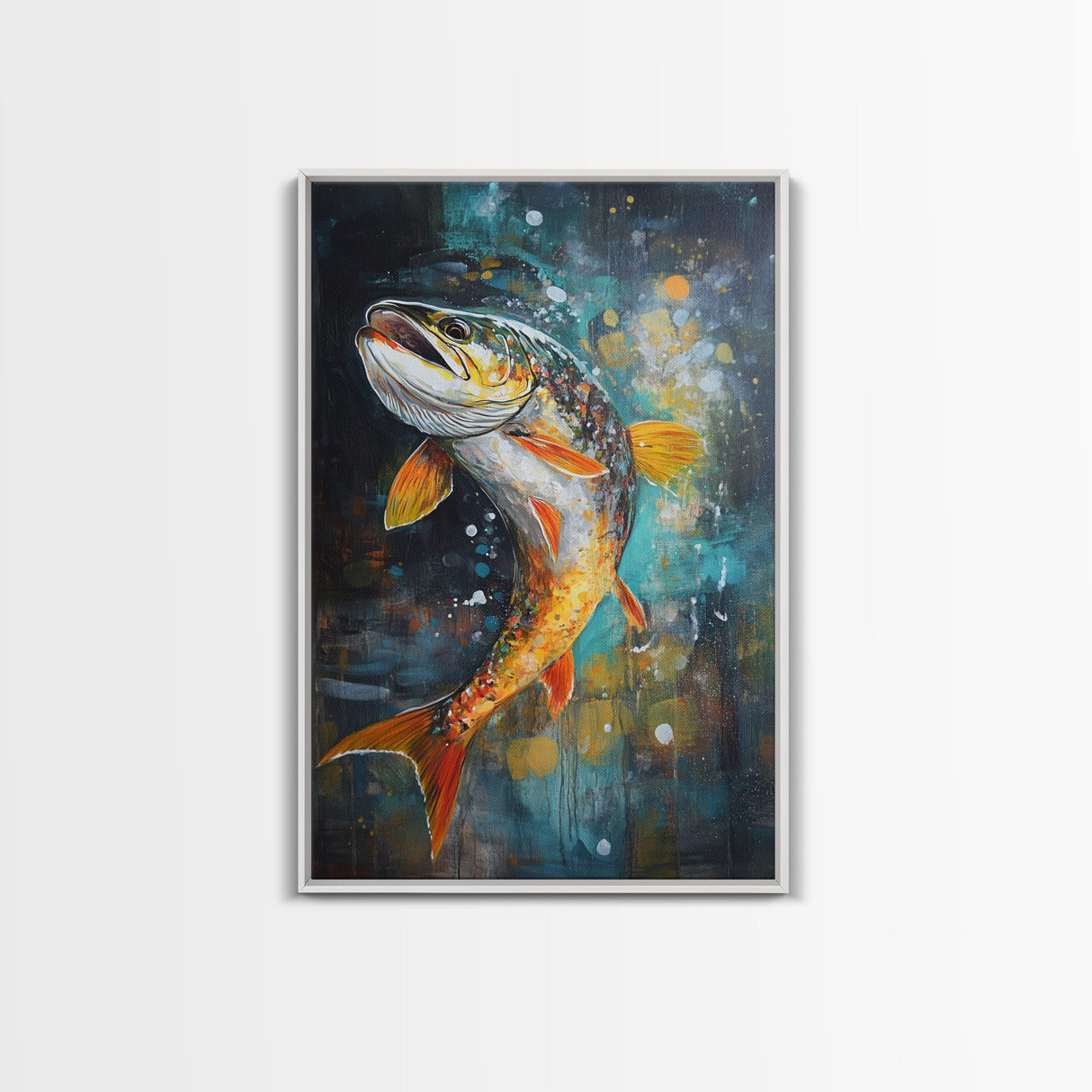 Vibrant Trout Art, Fly Fishing Art, Lake Tahoe Art, Rustic Wall Art, Nature Inspired Decor, Fisherman Gift, Canvas Print