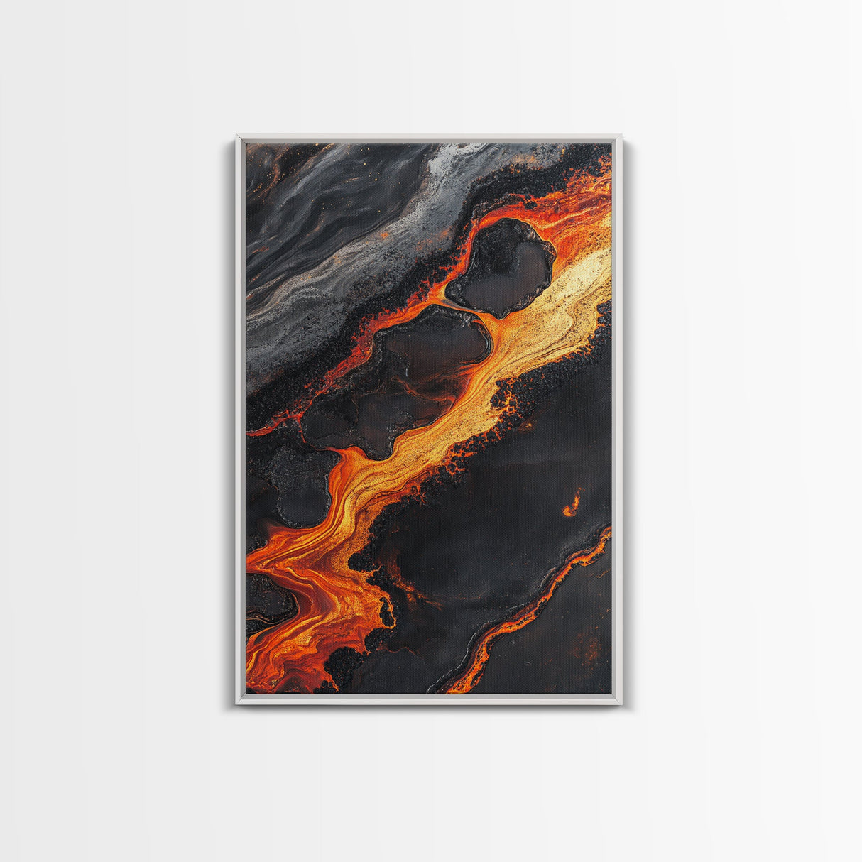 Molten Lava Flow Canvas Print Abstract Fire Art Modern Home Decor Dramatic Wall Artwork Industrial Style Accent Unique Gift Idea
