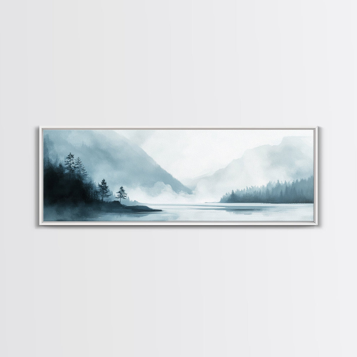 Mountain Mist Canvas Print Minimalist Nature Wall Art, Neutral Landscape Painting, Foggy Wilderness Decor, Modern Living Room Art