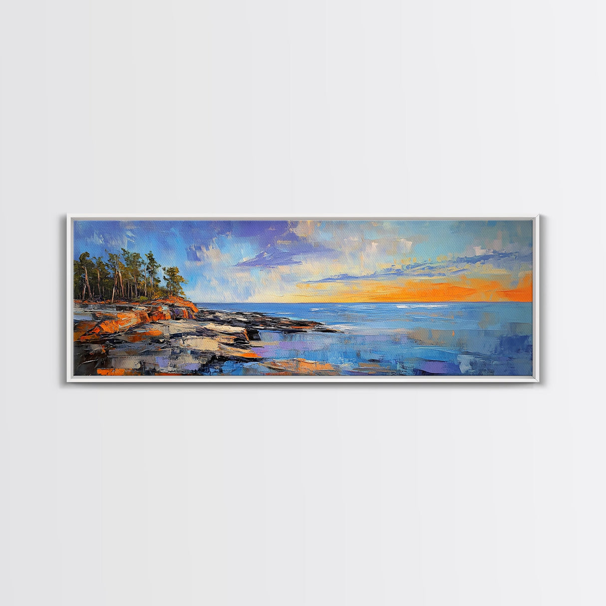 Sunset Coastal Escape Canvas Print, Scenic Ocean Landscape, Nature Wall Art, Beach House Decor, Vibrant Art, Living Room Art
