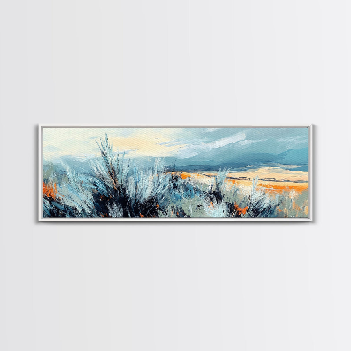 Wild Prairie Landscape Framed Canvas Print Rustic Nature Art, Modern Country Wall Decor, Warm Earth Tone Painting, Farmhouse Style