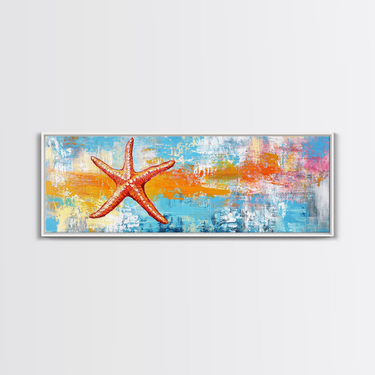 Starfish, Beach Themed Wall Art, Ocean Life Painting, Coastal Decor, Framed Canvas Print, Nautical Style, Living Room Artwork
