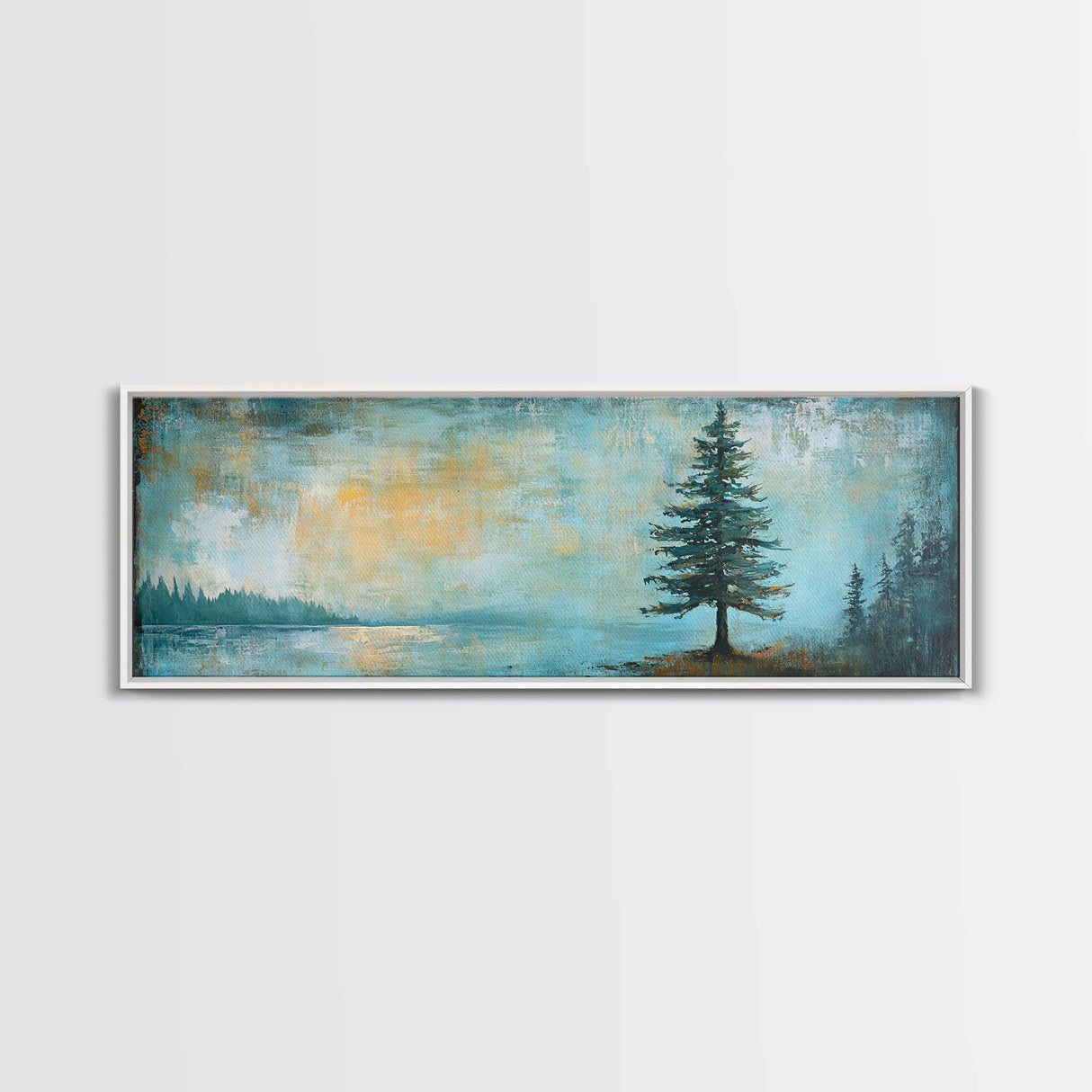 Solitary Tree, Abstract Nature, Textured Painting, Framed Canvas Print, Rustic Wall Art, Cozy Cabin Decor, Office Wall Decor