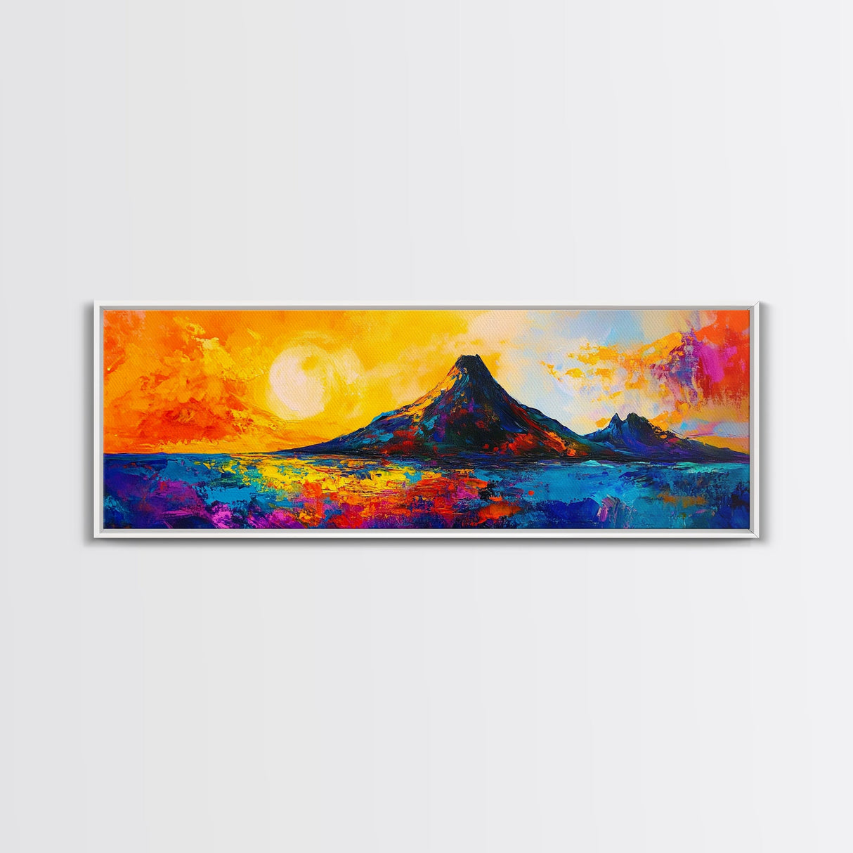 Fiery Sunset, Abstract Mountain, Canvas Print, Modern Landscape Art, Living Room Wall Decor, Bold Wall Art, Colorful Nature Art