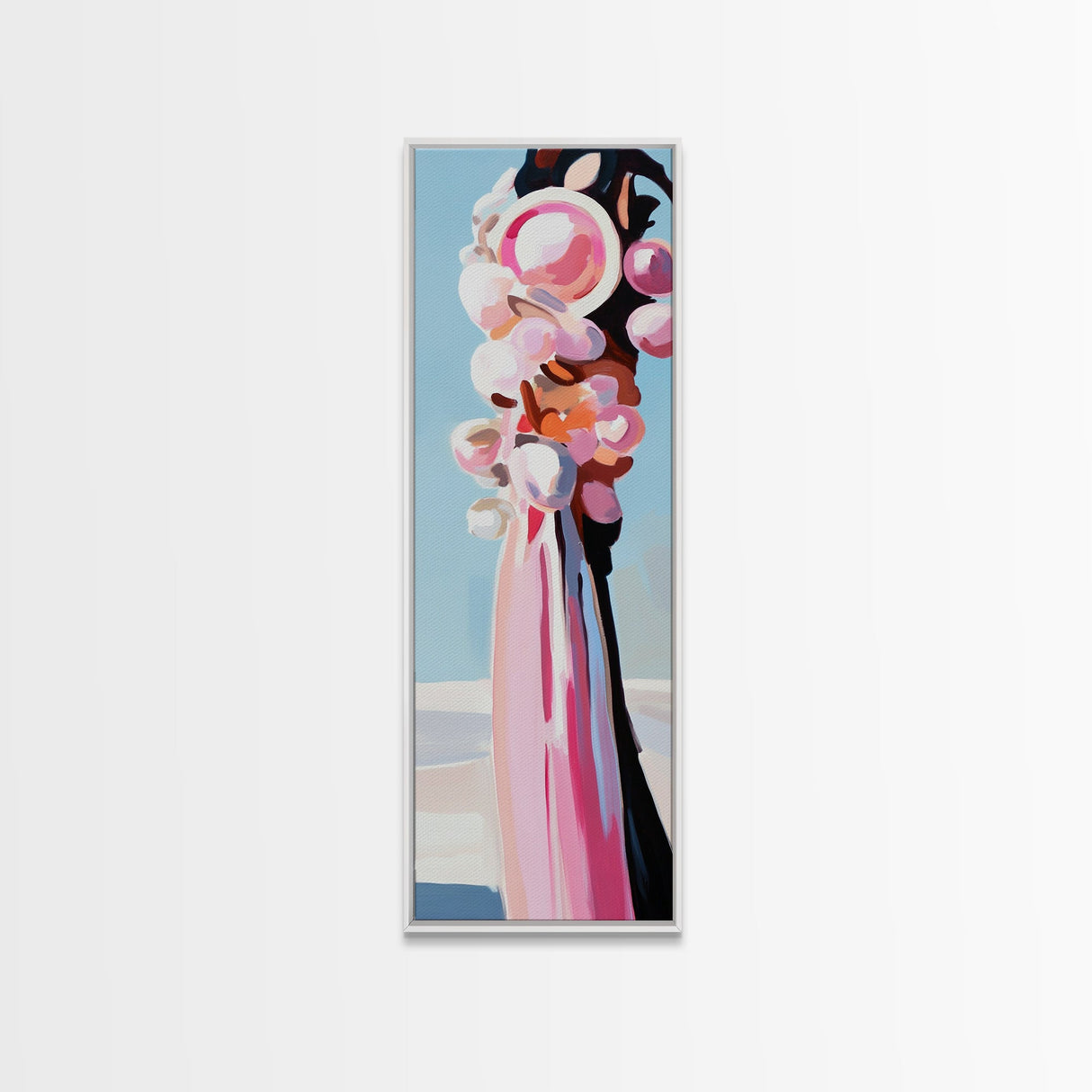 Abstract, Pink Bouquet, Floral Wall Art, Framed Canvas Print, Modern Expressionist Art, Soft Color Palette, Bedroom Wall Art