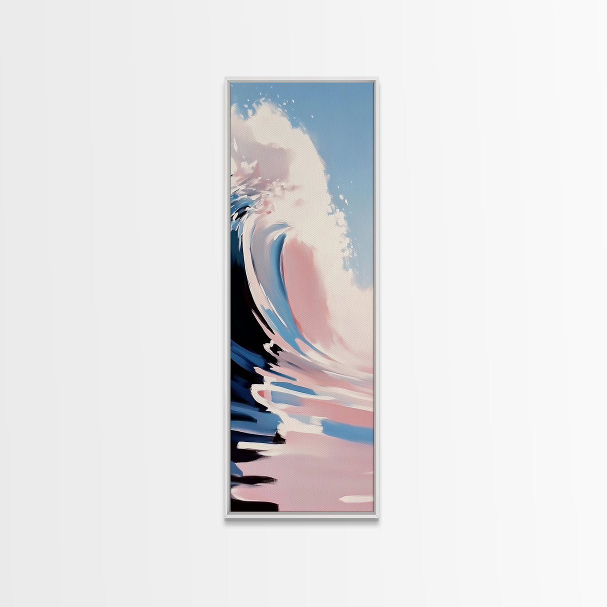 Ocean Wave, Surf Art, Coastal Wall Decor, Beach Vibes, Blue and Pink Seascape, Watercolor Style, Modern Living Room Art, Canvas Print