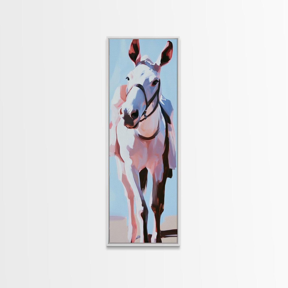 White Horse, Equestrian Art, Modern Farmhouse, Framed Canvas Print, Rustic Wall Art, Boho Western Style, Living Room Wall Art