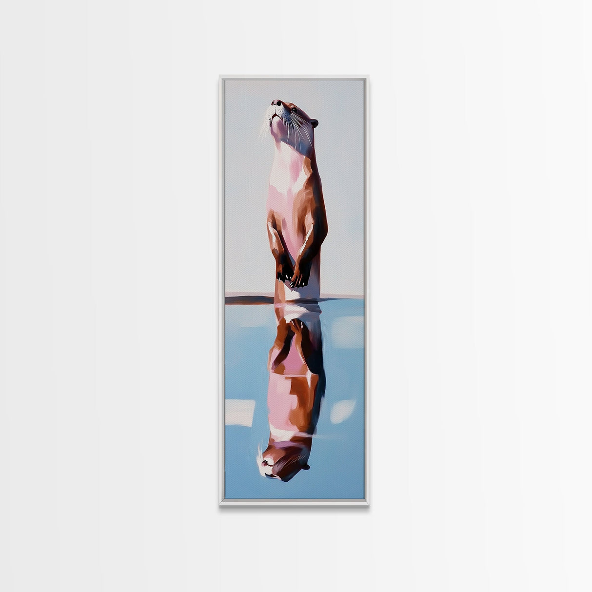 Otter Reflection, Wildlife Art, Nature Photography, Cute Animal, Minimalist Art, Boho Style, Unique Gift, Canvas Print