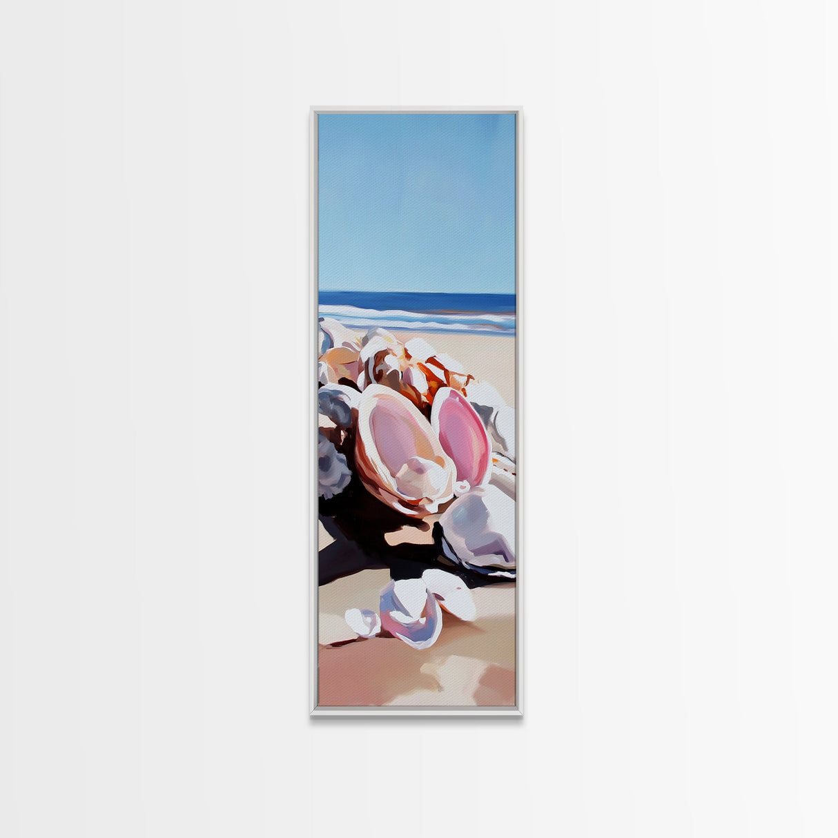Shell Collection, Seaside Art, Beach Wall Art, Framed Canvas Print, Coastal Aesthetic, Ocean Inspired, Modern Minimalist, Living Room Decor