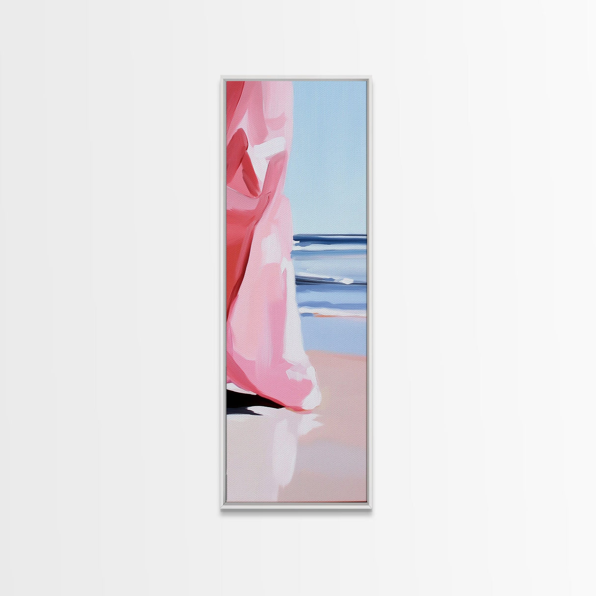 Windswept Dress, Ocean Breeze Art, Soft Pastel Coastal Decor, Feminine Beach Aesthetic, Modern Abstract Art, Canvas Print, Bedroom Wall Art
