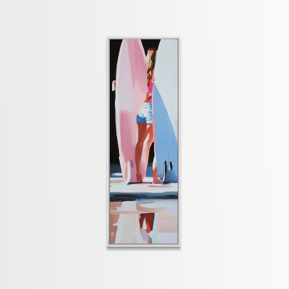 Surf Girl, Beach Aesthetic, Retro Coastal, Sun Kissed Art, Vibrant Summer Decor, Modern Framed Canvas Print, Ocean Lover Gift, Boho Style