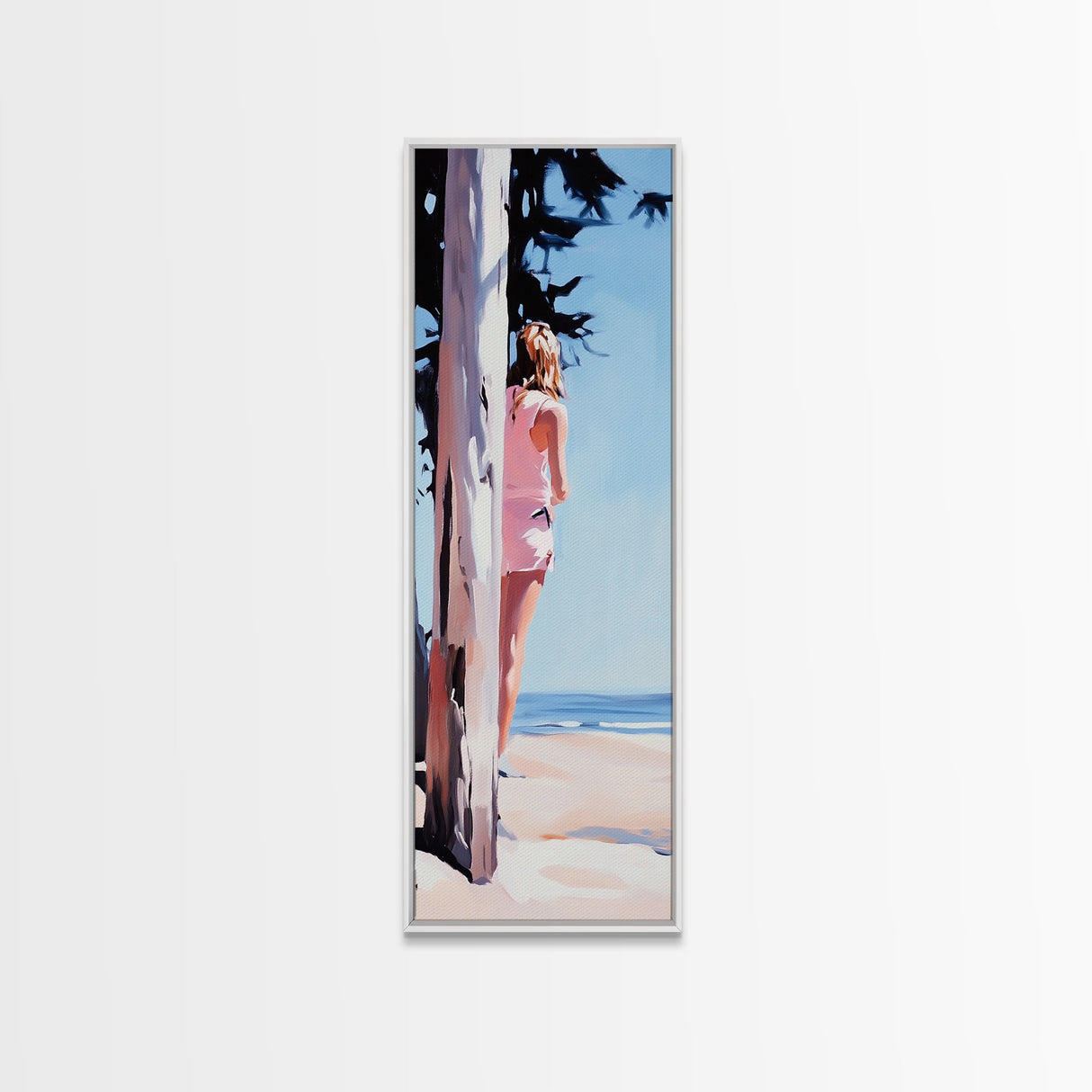 Beach Girl, Coastal Lifestyle, Summer Vibes, Ocean Inspired Aesthetic, Beach Wall Art, Sun-Kissed Decor, Framed Canvas Print, Relaxing Art