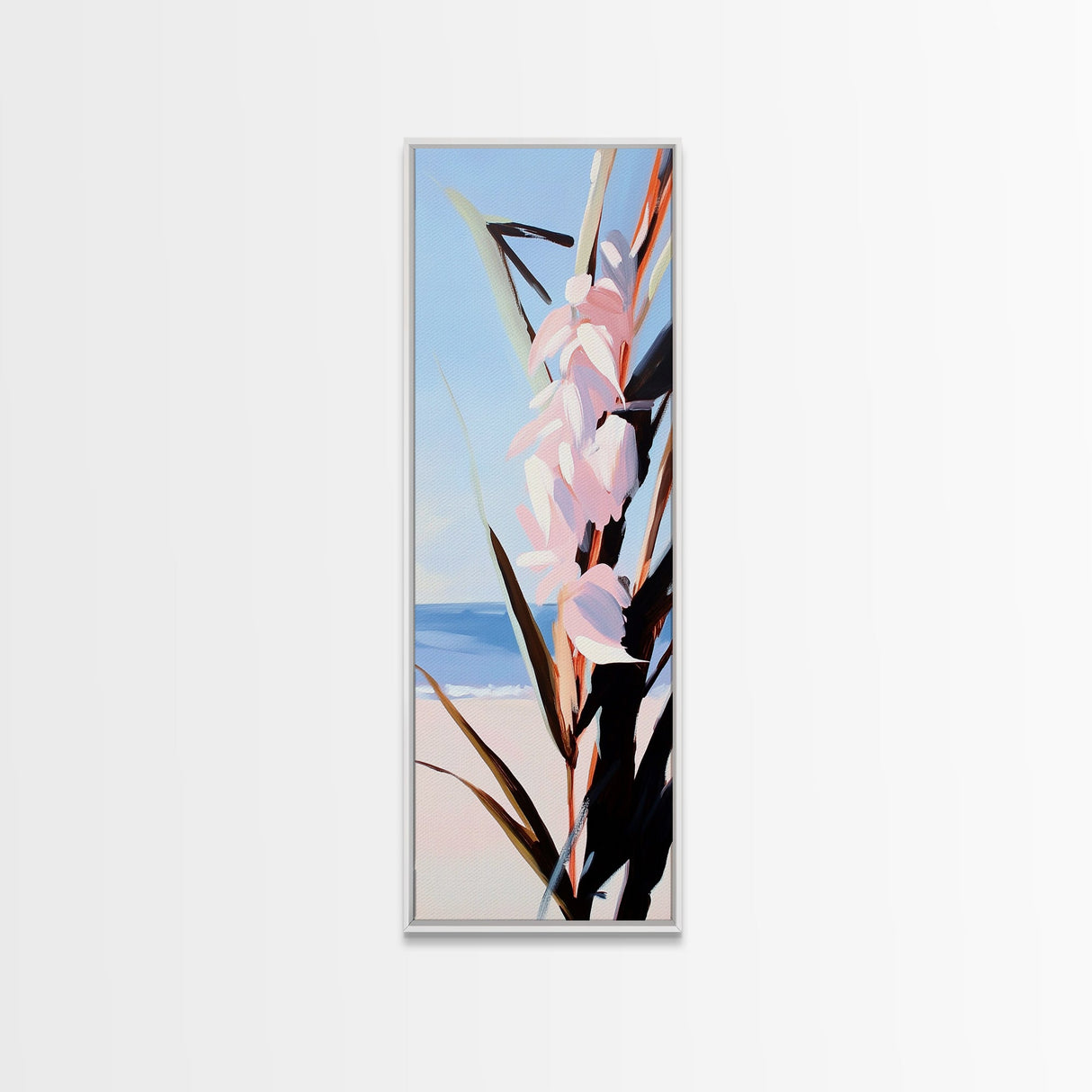 Beach Blossom, Ocean Flowers, Coastal Nature, Canvas Print, Summer Wall Art, Boho Botanical Decor, Pastel Floral Art, Living Room Wall Art